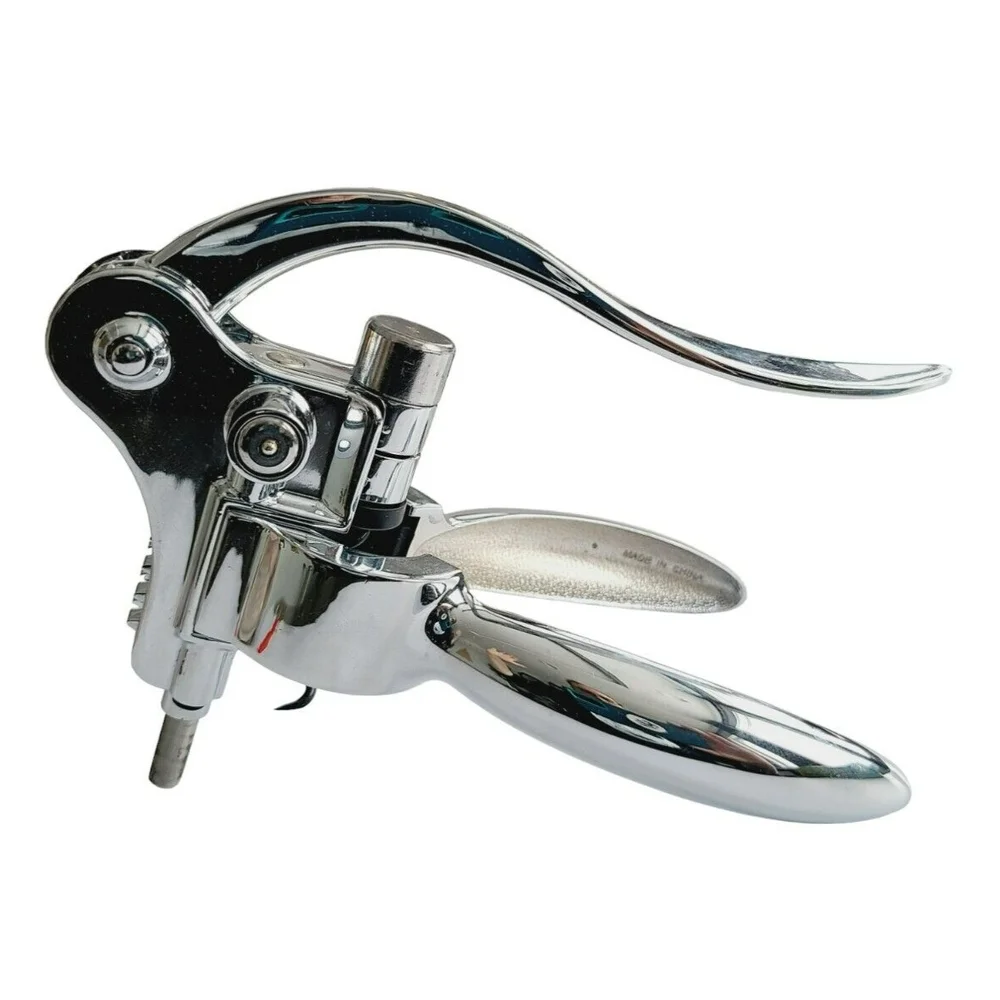 Chrome Lever Corkscrew Wine Bottle Opener with Foil Cutter Set